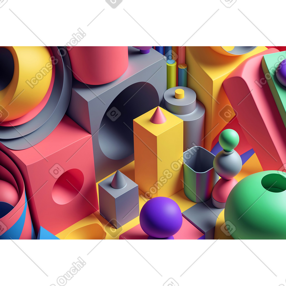 Ilustración Composición abstracta 3d con formas geométricas en estilo Experimental a descargar en PNG y SVG