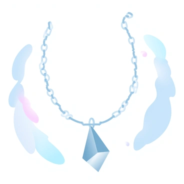 A minimalist collier with a sleek, thin chain is displayed prominently in the center of the image. The chain leads to a single geometric pendant, which has a sharp triangular shape and is crafted from polished metal. The background features a modern setting with smooth surfaces and subtle gradients of pastel colors, enhancing the overall simplicity of the composition. A soft light casts gentle shadows, emphasizing the clean lines of the collier and the pendant. The image conveys a sense of modern elegance and understated design.