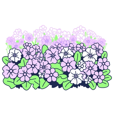A large mural features a field filled with flannel flowers, creating a vibrant scene. The mural showcases numerous flannel flowers with soft petals, each having a unique shape and pattern. The flowers are densely clustered together, filling the foreground. In the background, additional layers of flowers create a sense of depth. Green leaves surround the flowers, adding contrast and texture to the overall composition. The sunlight casts gentle shadows, enhancing the visual appeal of the floral arrangement.