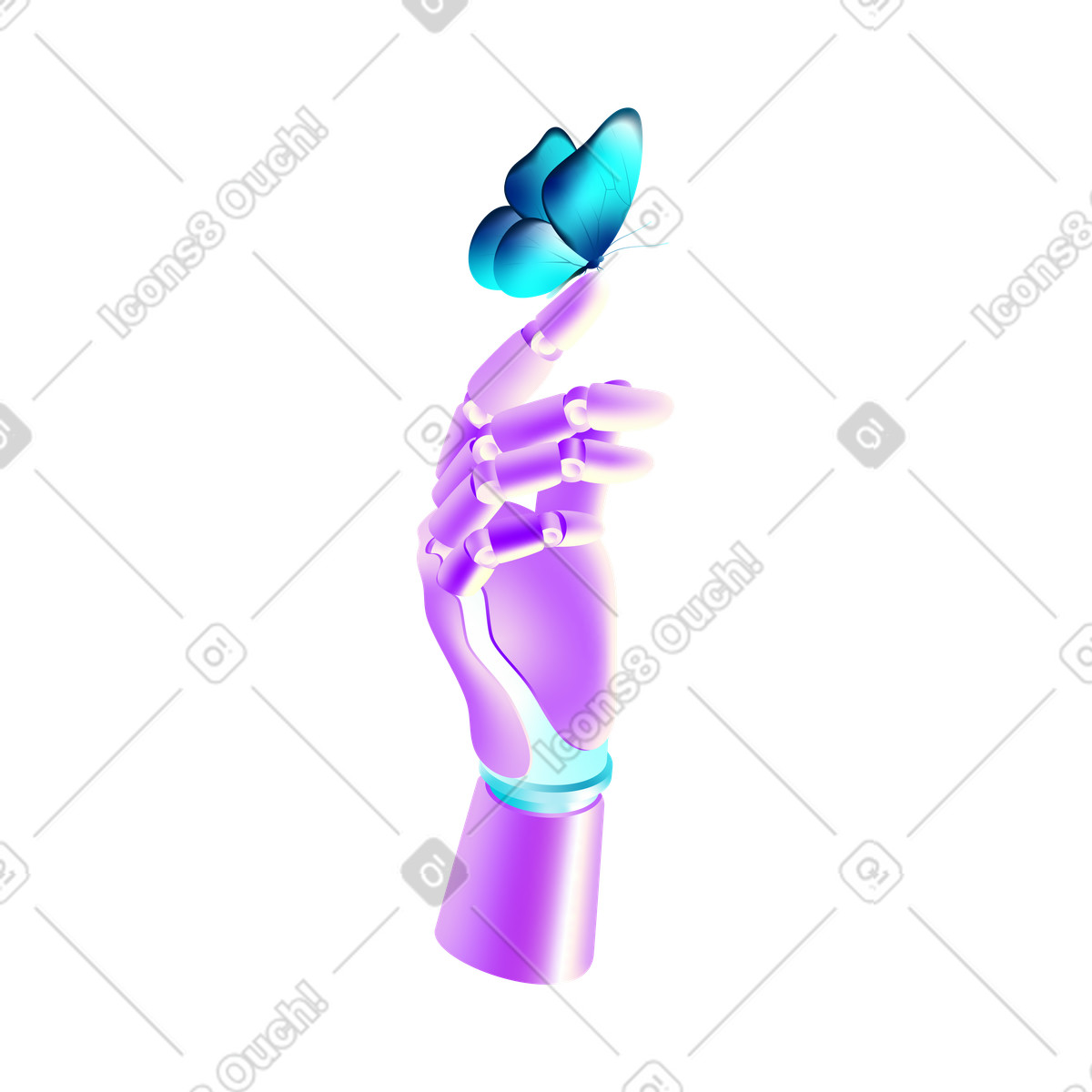 Artificial intelligence, robot hand, and butterfly illustration in PNG, SVG