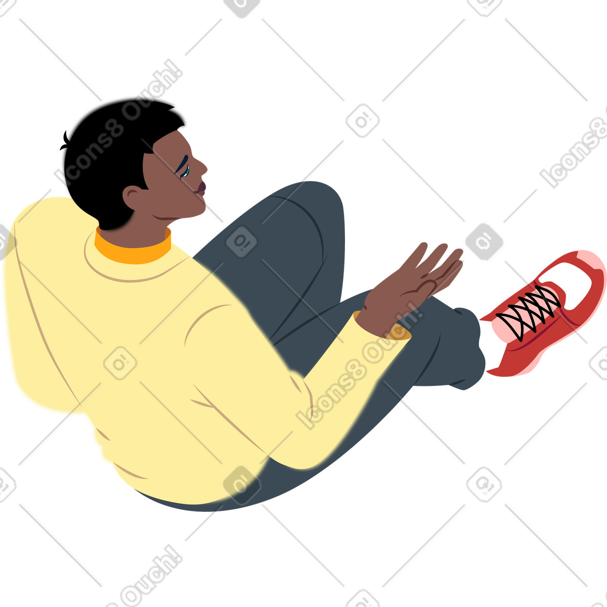 Giovane seduto illustrazione in stile Everyday scarica in PNG, SVG