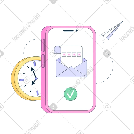 One-time password on the phone illustration in PNG, SVG