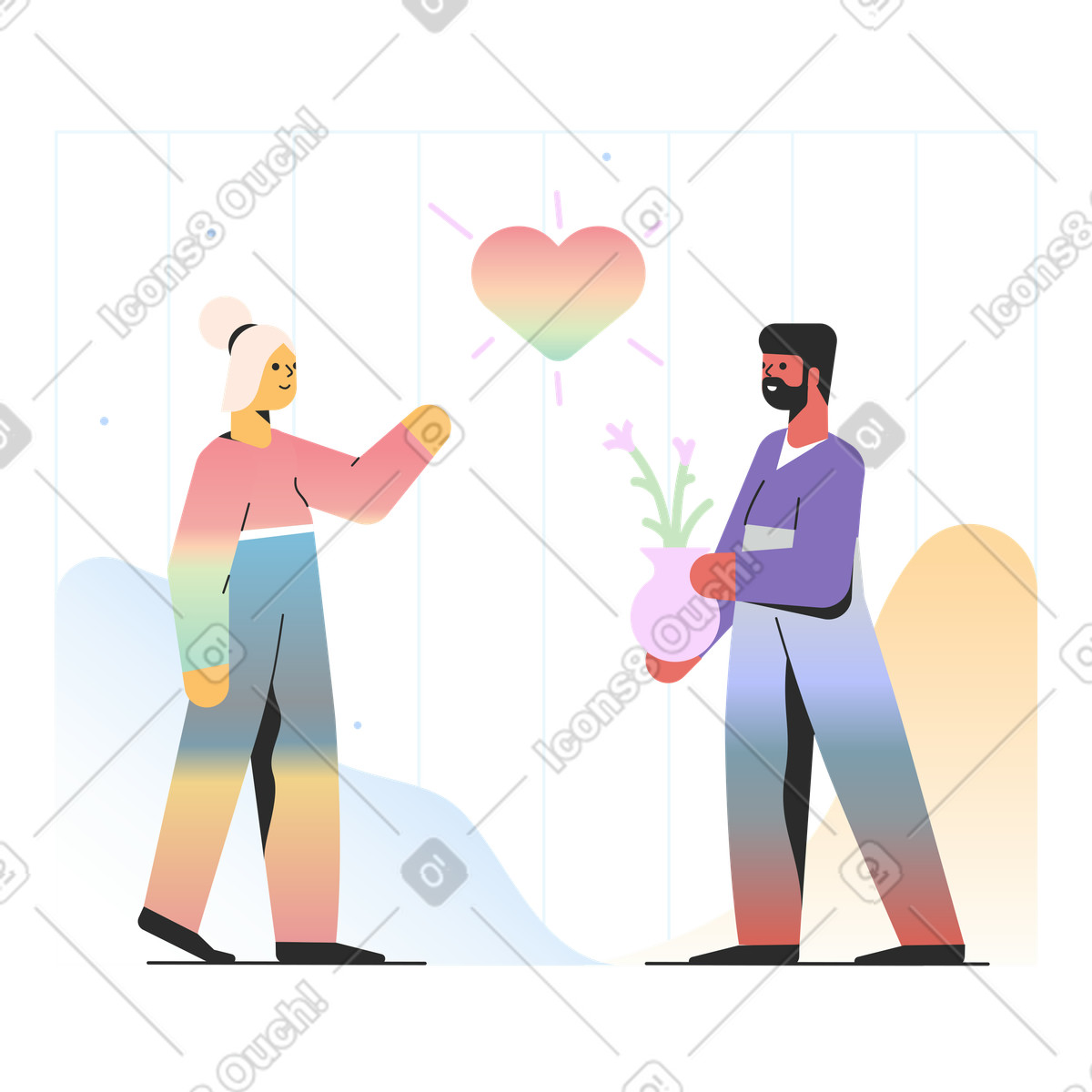 下载 Marginalia 风格的 情人节 插画，支持 PNG、SVG 格式