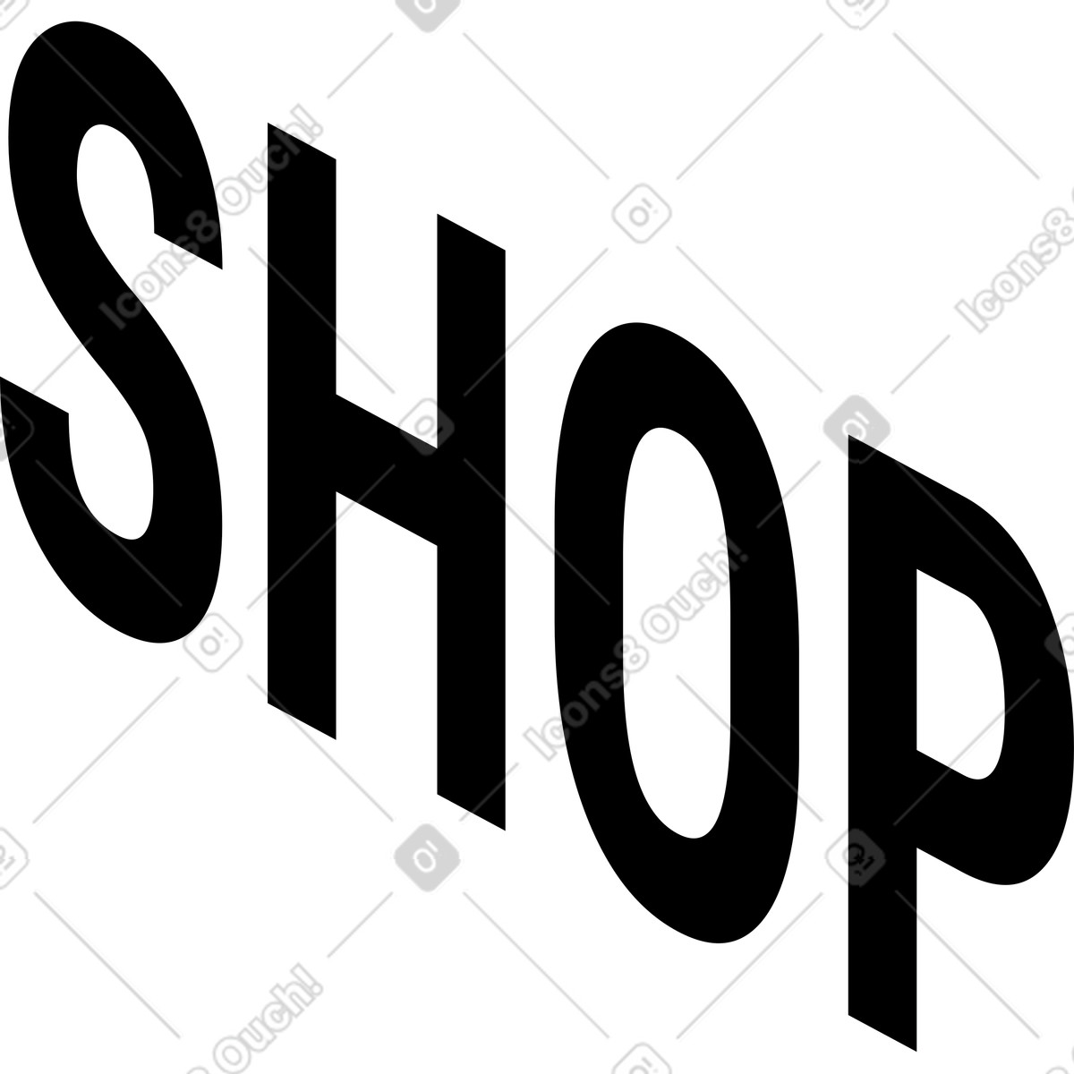 Shop-text-Illustration im Memphis-Stil als Download in PNG, SVG