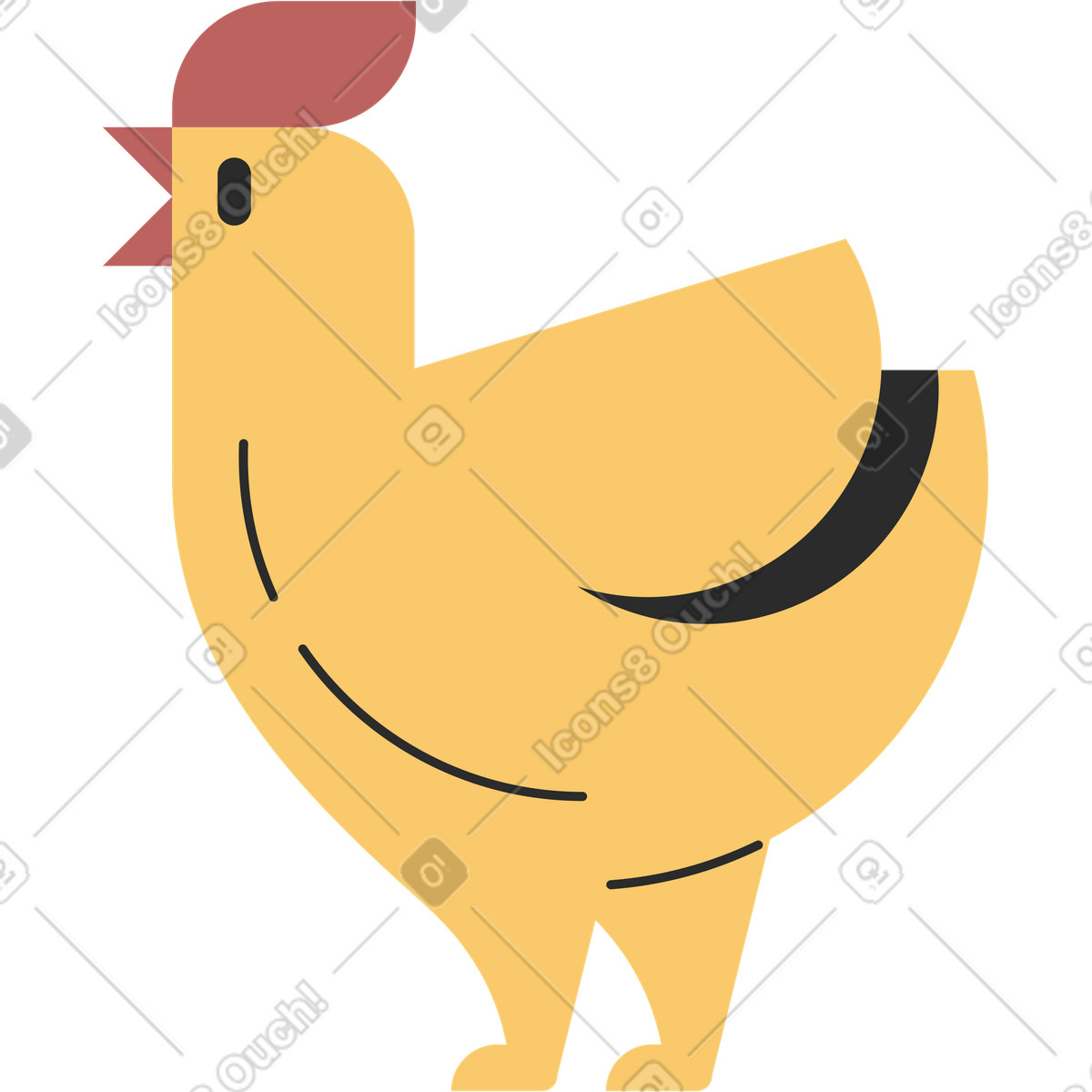 Hähnchen-Illustration im Marginalia-Stil als Download in PNG, SVG