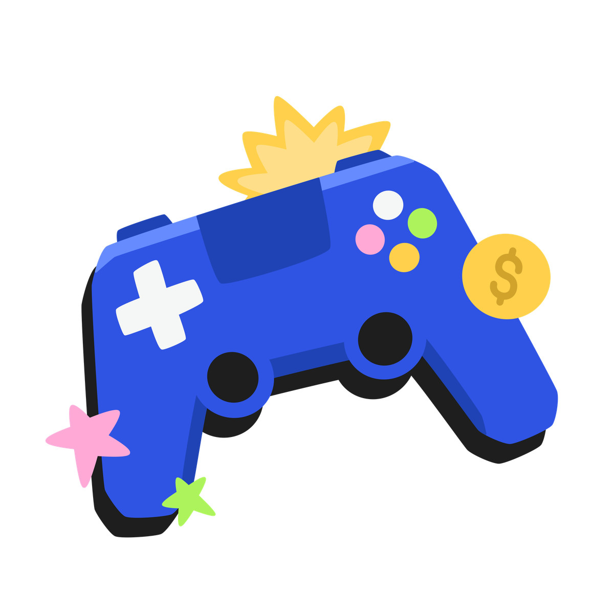 Ilustración Gamepad, stars and coin en estilo Bouncy a descargar en PNG y SVG