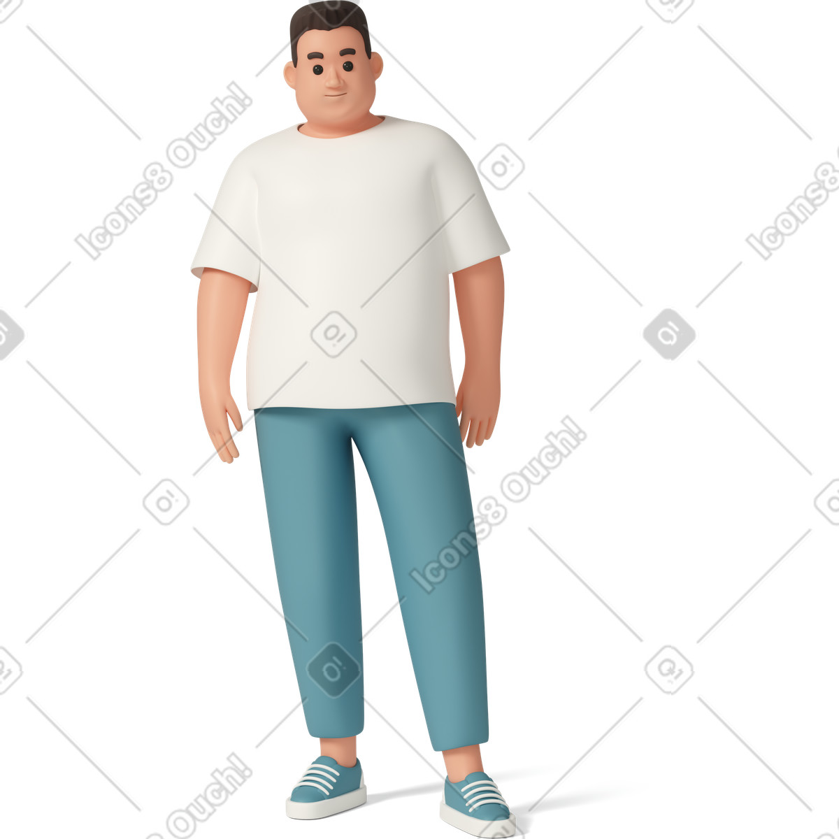 Illustration Casual person standing in relaxed pose dans le style 3D life à télécharger aux formats PNG, SVG