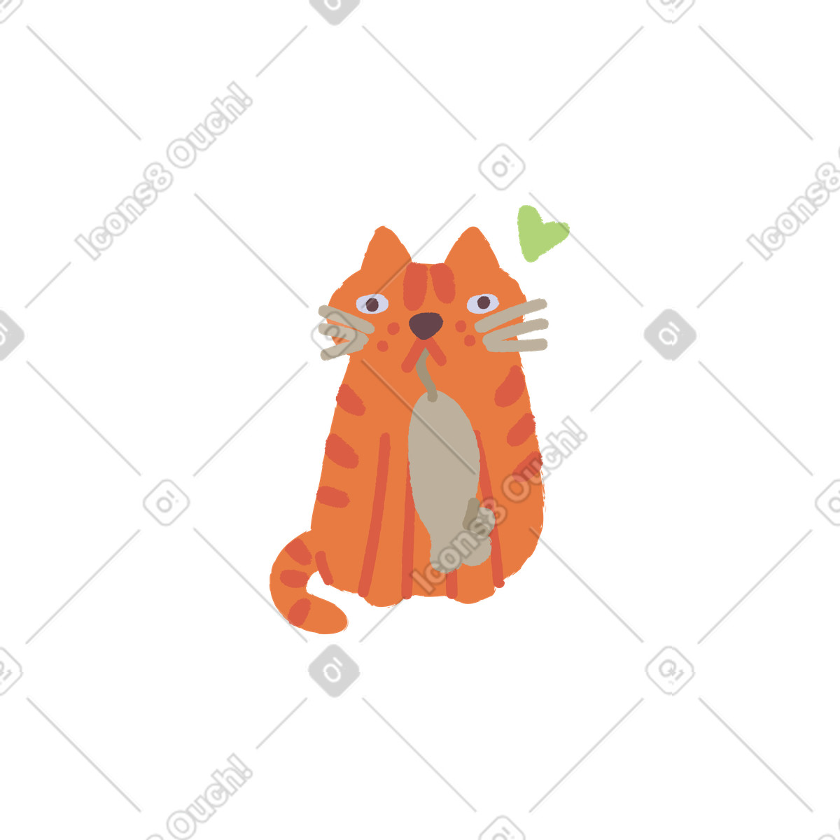 Orange cat holding a mouse illustration in Ginger style download in PNG, SVG