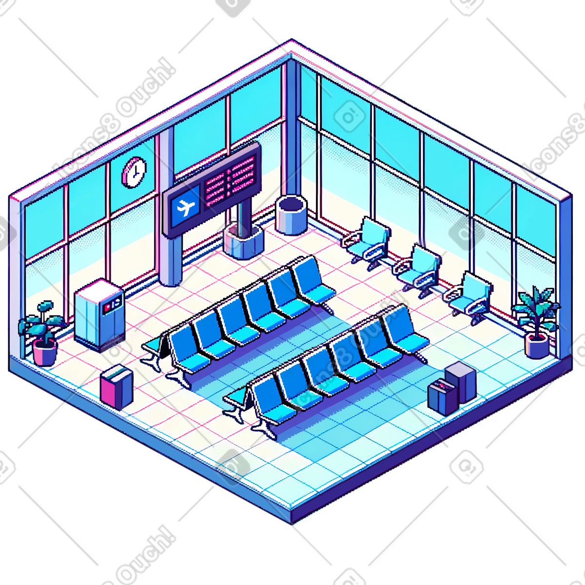 Rooms スタイルの 空港ラウンジまたは待合室 のイラストをPNG、SVG形式でダウンロード
