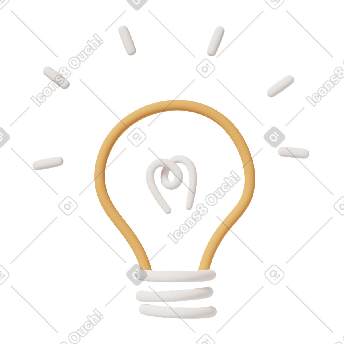 Lampadina idea linea illustrazione in stile 3D Casual life scarica in PNG, SVG