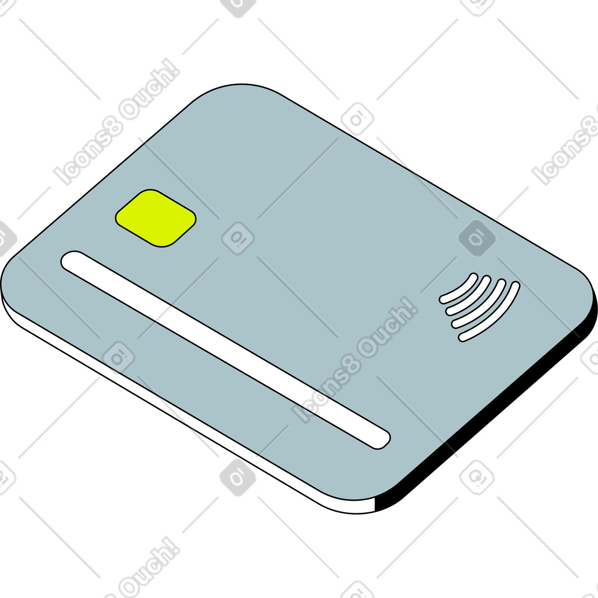 Grey credit card illustration in Isometric style download in PNG, SVG