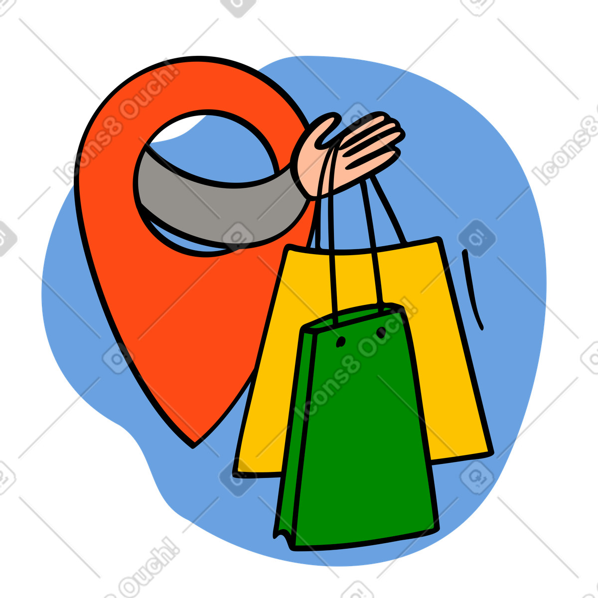 Online shopping and order delivery illustration in Comic style download in PNG, SVG