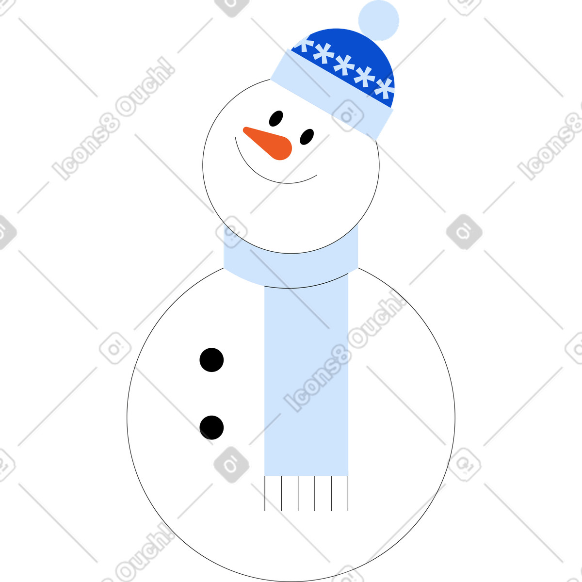 Snowman illustration in Tiny style download in PNG, SVG