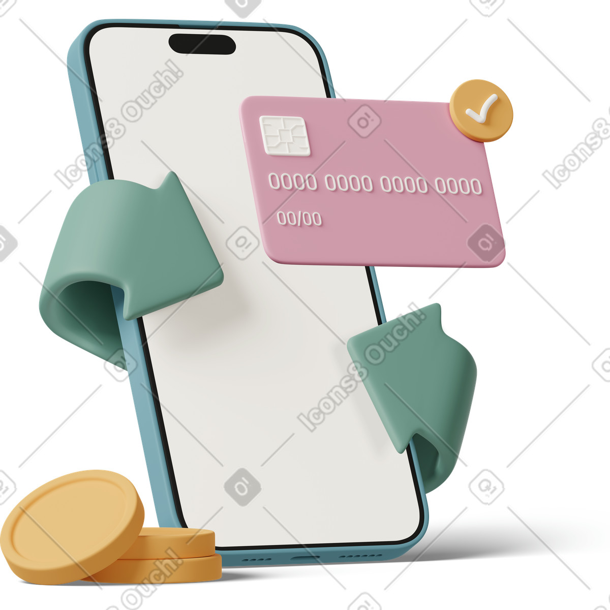 Ilustração de Mobile banking cashback em no estilo 3D Casual life para baixar em PNG, SVG