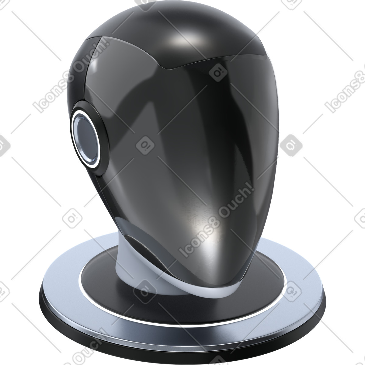 Ilustração de Modern robotics technology and innovation with glossy AI assistant bust em no estilo 3D Pro para baixar em PNG, SVG