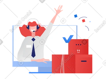 Digital logistics with support specialist guiding the delivery PNG, SVG