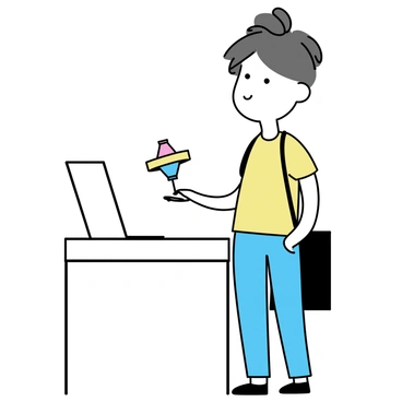 A person standing next to a table, holding a spinning top in their right hand. The spinning top, in vibrant colors, is balancing perfectly on the smooth surface of the table. The person's attention is focused on the top, and they have an expression of concentration. The table is simple in design, with clean lines that highlight the spinning top's movement.