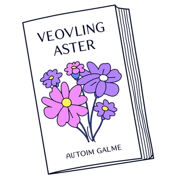 A book cover design featuring a beautiful illustration of blooming aster flowers