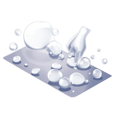 A collection of bubble wrap laid out on a flat surface. Several bubbles are in the process of being popped, with a few fingers pressing down on them. The fingers are shown in different positions to illustrate the action of popping. Some of the bubbles are partially crushed while others are fully deflated. There is a sense of motion, as a few bubbles are bursting, creating a dynamic and playful atmosphere. The focus is on the tactile interaction and the popping action.