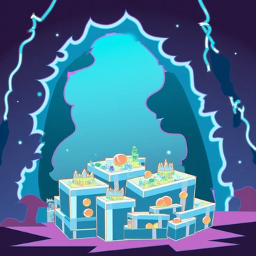 The entrance to a dragon's lair is framed by jagged, rocky cliffs, illuminated by the flickering light of nearby flames. Thick, swirling smoke billows from the mouth of the cave, obscuring the interior. Inside, piles of shimmering treasure are visible, including golden coins, jeweled crowns, and ornate artifacts, all reflecting light in dazzling patterns. The atmosphere is tense, with shadows dancing around the glinting riches, hinting at the presence of the dragon within.