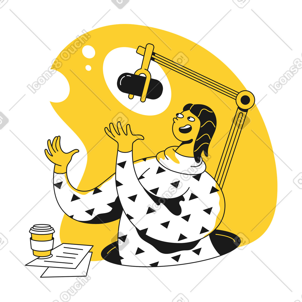 Donna che registra un podcast illustrazione in stile Taxi scarica in PNG, SVG