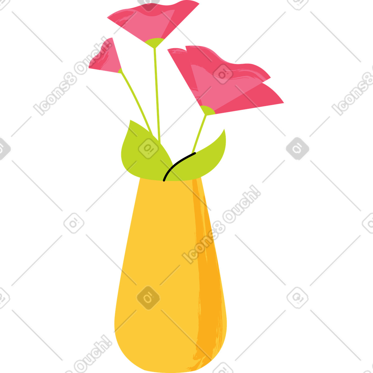 Illustration Vase avec fleur dans le style Juicy à télécharger aux formats PNG, SVG