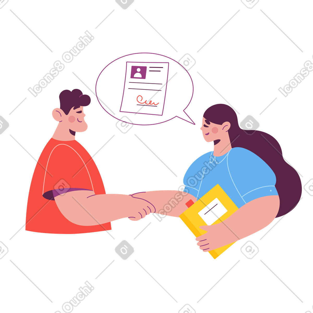 Sammy 스타일의 Team member welcoming new hire, Workplace introduction and integration 일러스트레이션 PNG, SVG 다운로드