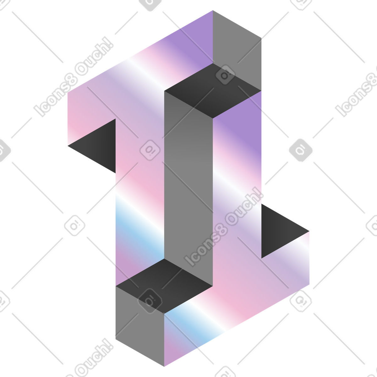 Optical illusion block structure illustration in PNG, SVG