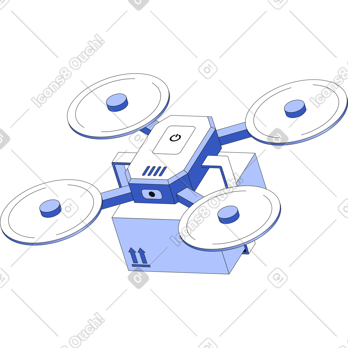 Drone with box illustration in PNG, SVG