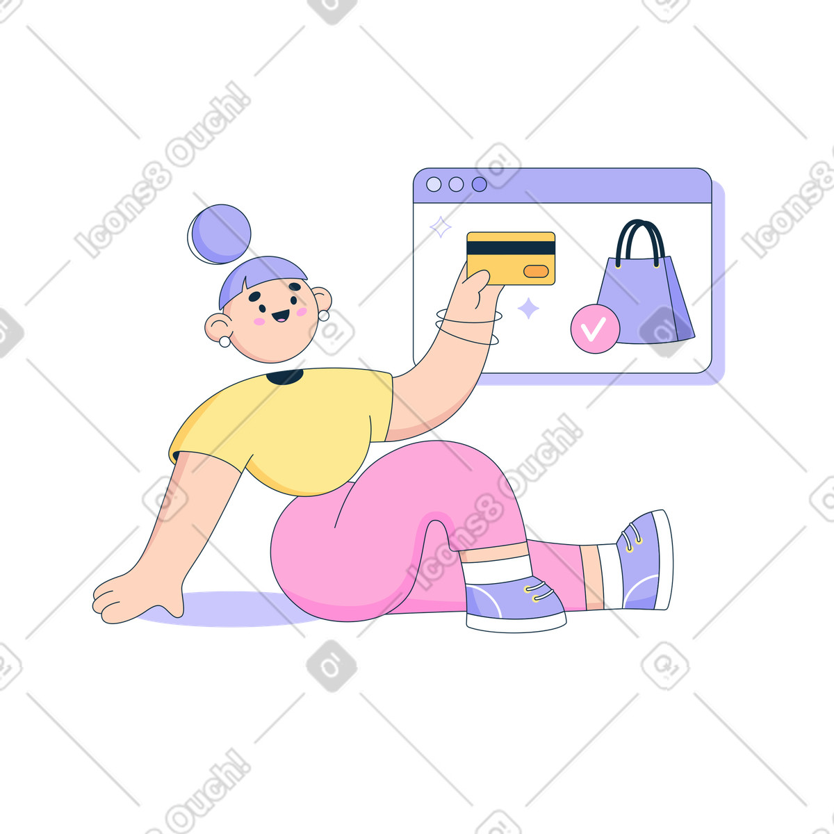 Ilustração de Pagamento com cartão on-line em no estilo Bubble gum para baixar em PNG, SVG