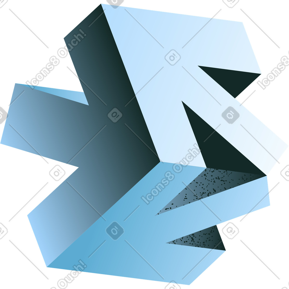 3D arrow geometric shape illustration in Concept style download in PNG, SVG