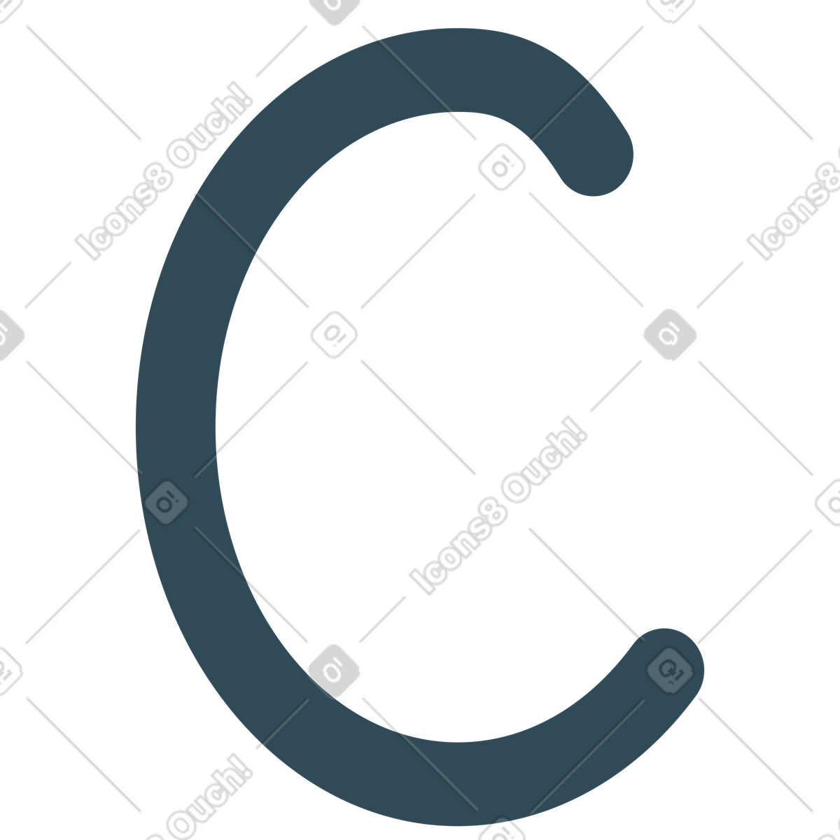 Ilustración C azul oscuro en estilo Kingdom a descargar en PNG y SVG