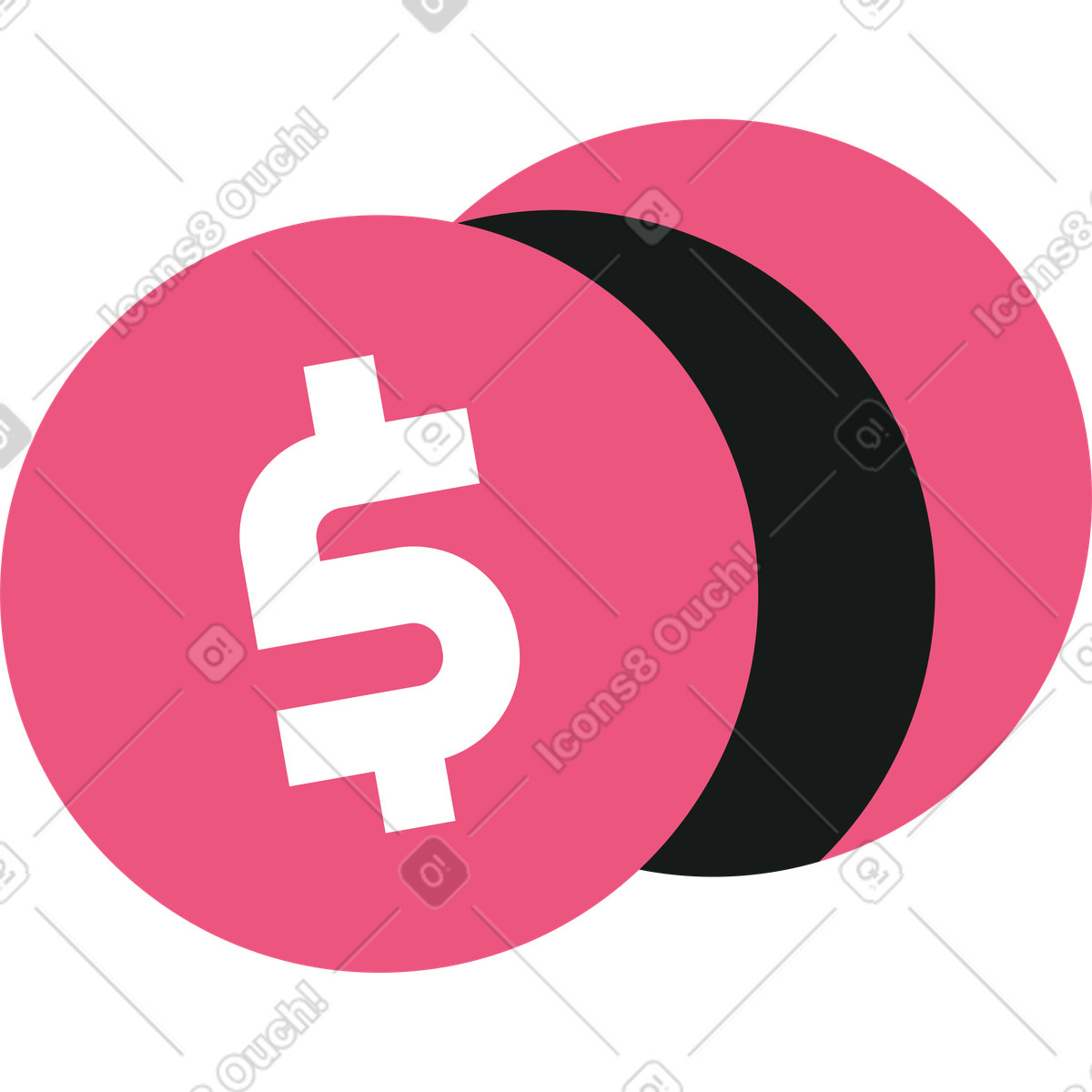下载 Lounge 风格的 带有美元符号的硬币 插画，支持 PNG、SVG 格式