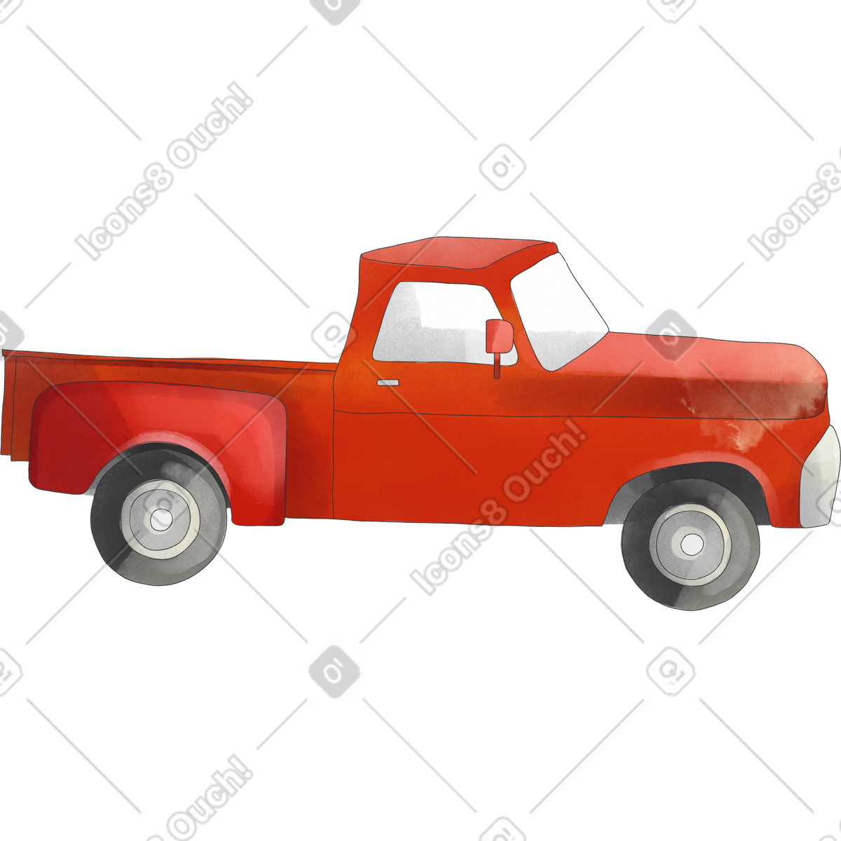Red pickup truck-Illustration im Seasons-Stil als Download in PNG, SVG