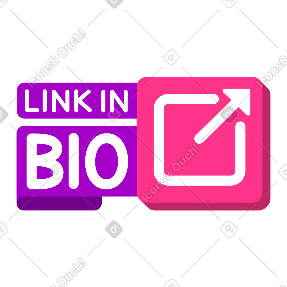Ilustração de Link adesivo letras no texto bio rosa roxo em estilo Lettering para baixar em PNG, SVG