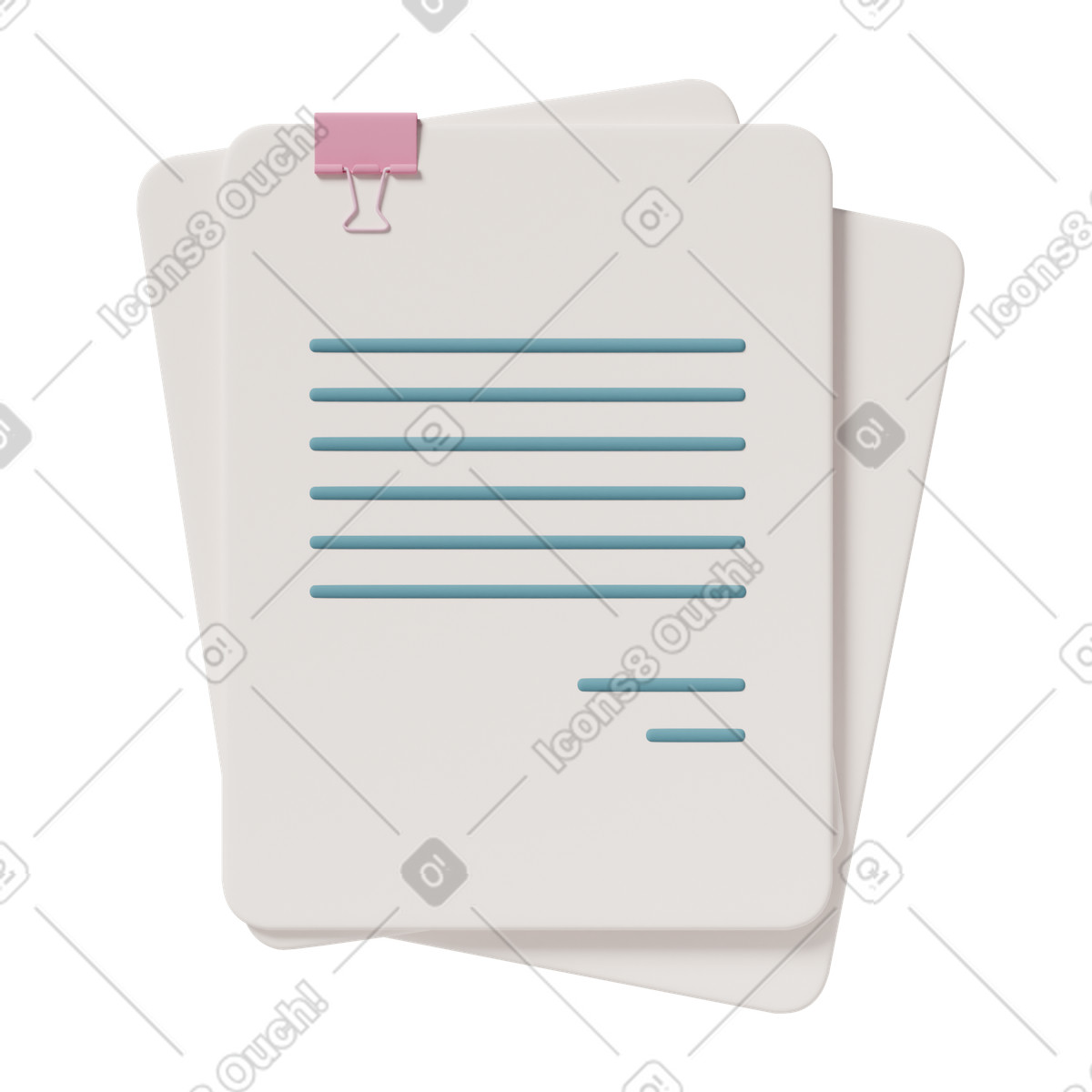 Sheets of documents illustration in 3D Casual life style download in PNG, SVG