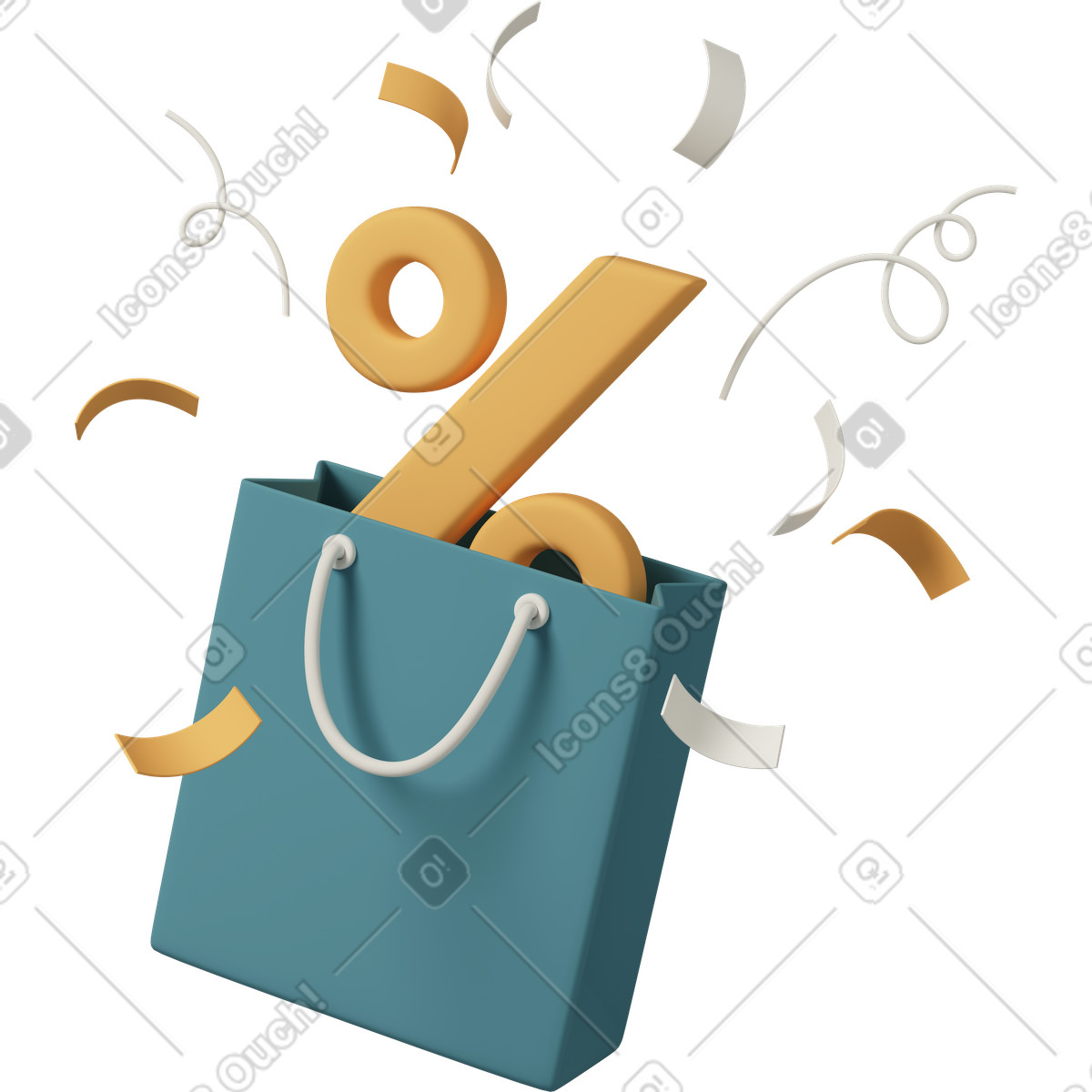 Анимированная иллюстрация Shopping package with discount icon в стиле 3D Casual life — скачать в форматах GIF, Lottie (JSON), AE