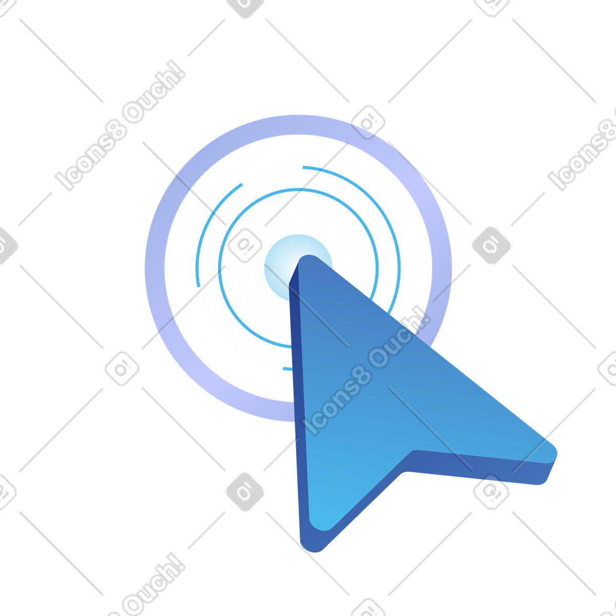 Illustration Clic sur la cible du curseur bleu, interface d'action rapide dans le style Quantum à télécharger aux formats PNG, SVG