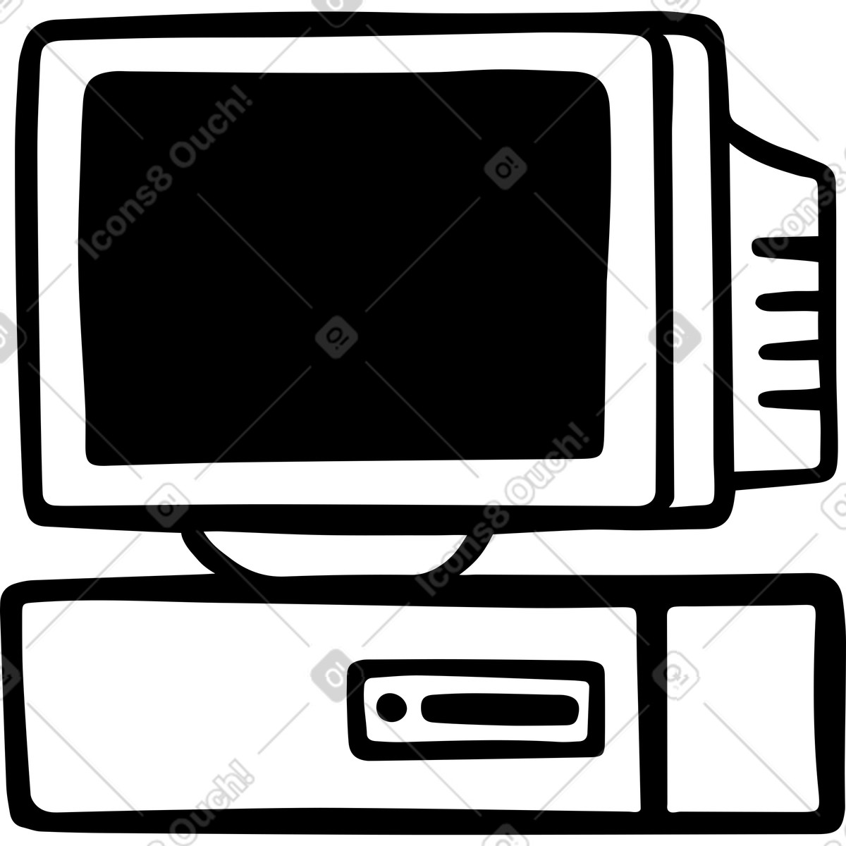 Computer d'epoca illustrazione in stile Journal scarica in PNG, SVG