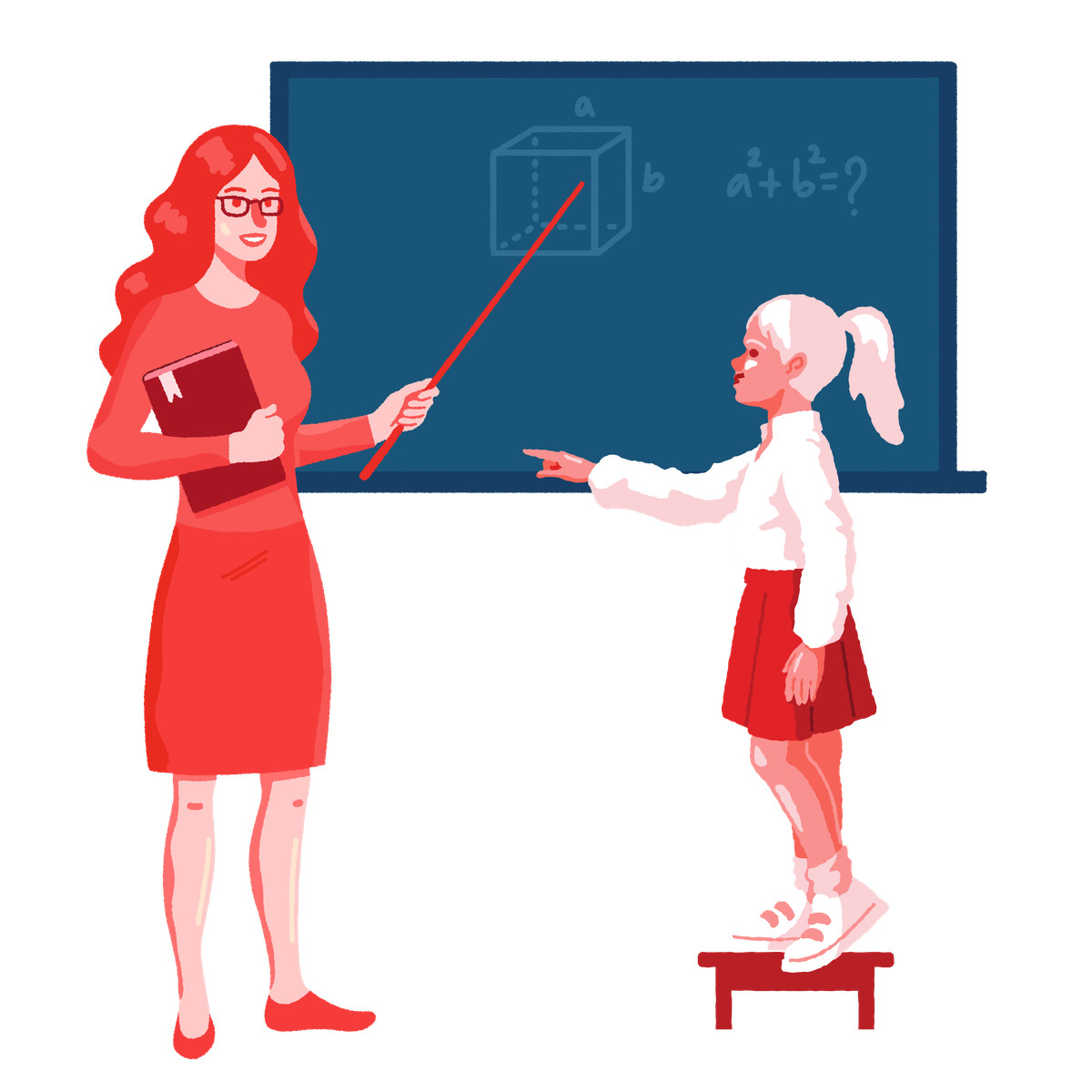 Cherry 스타일의 Geometry lesson with teacher and student 일러스트레이션 PNG, SVG 다운로드