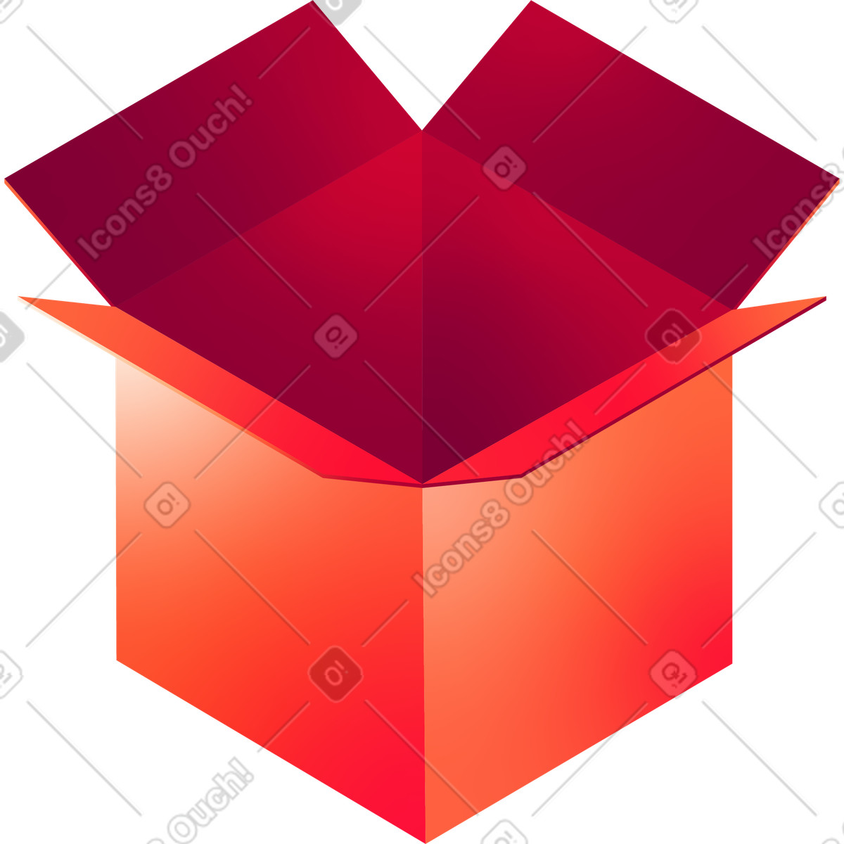 Opened red box illustration in Glare style download in PNG, SVG