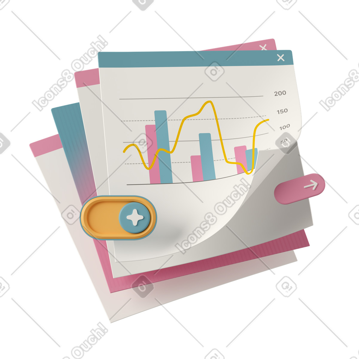 Web documents with AI data analytics illustration in 3D Casual life style download in PNG, SVG