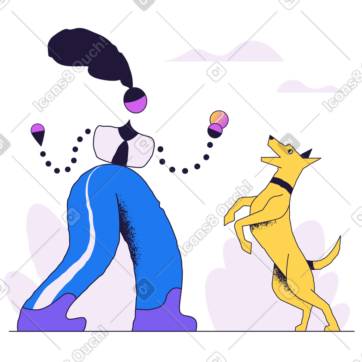 Mit dem hund spielen-Illustration im Conifer-Stil als Download in PNG, SVG