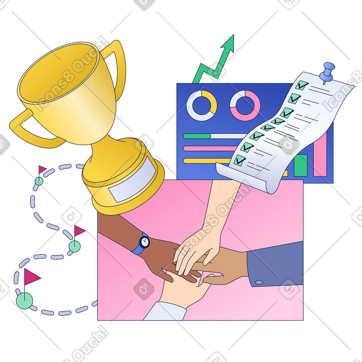 Successful corporate team achieving goals illustration in PNG, SVG