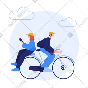 Bicycle ride together PNG, SVG