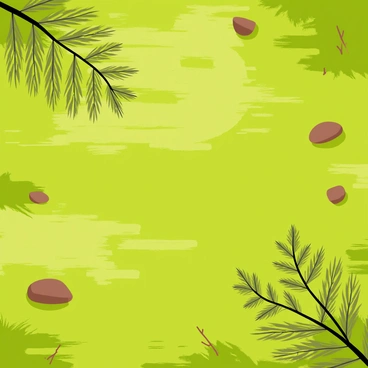 A serene forest floor covered with ferns and soft green moss.