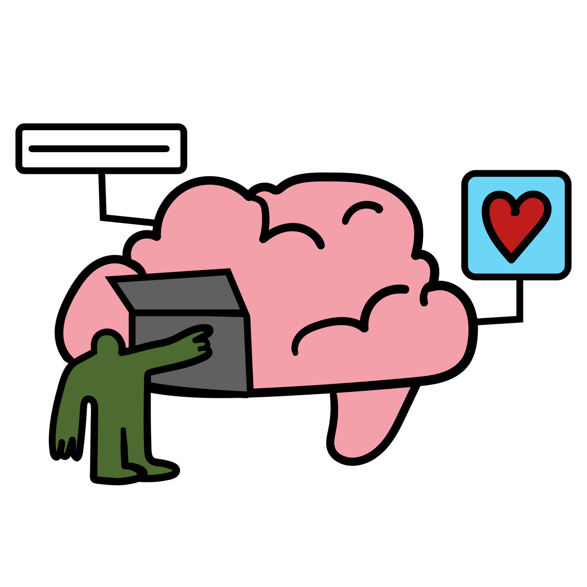 Generating content or ideas ai generation illustration in Wiggle style download in PNG, SVG