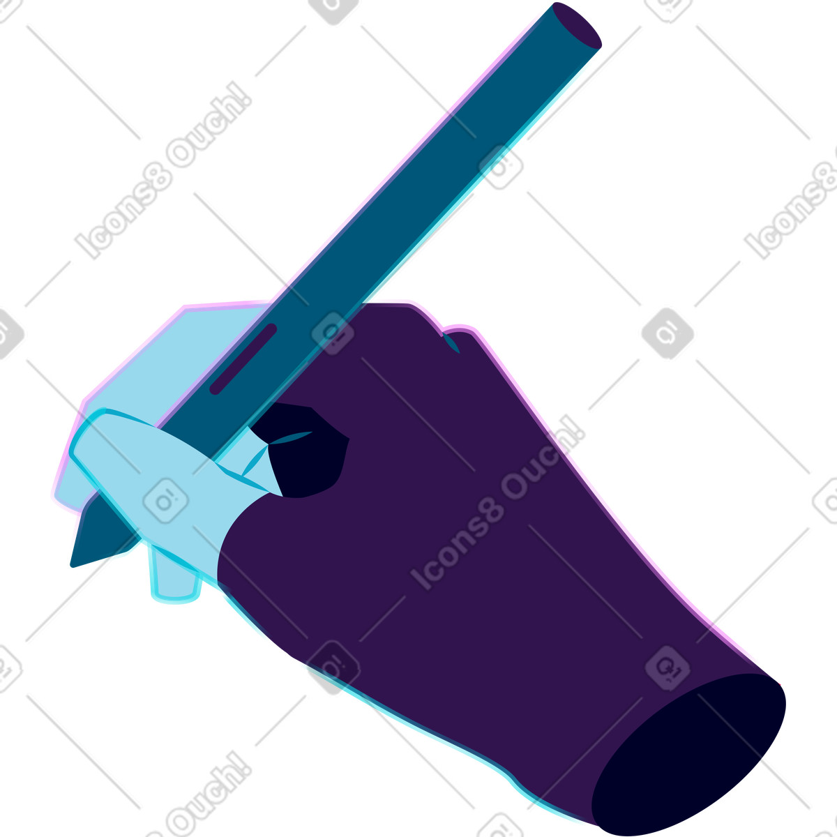 Hand in fingerless glove with a stylus illustration Neon style download PNG, SVG