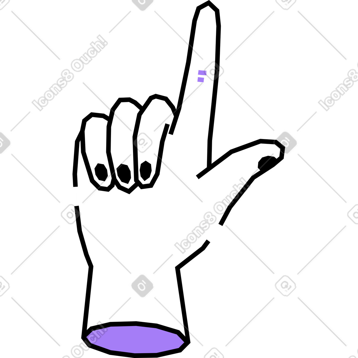 Hand mit zeigefinger-Illustration im Amethyst-Stil als Download in PNG, SVG