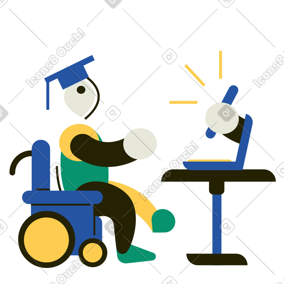 Illustration Formation pour personnes handicapées dans le style Spot à télécharger aux formats PNG, SVG